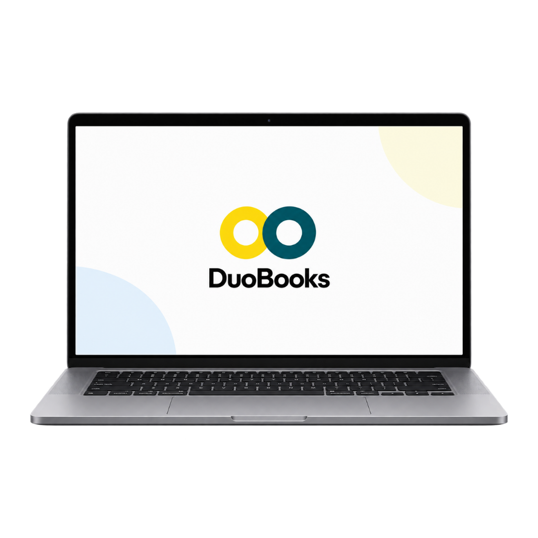 DuoBooks displayed on a laptop